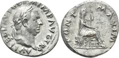 Roman Imperial Coins VITELLIUS (69). Denarius. Rome. Obv: A VITELLIVS GERM IMP AVG TR P. Laureate head right. Rev: PONT MAXIM. Vesta seated right on throne, holding patera and sceptre. RIC² 107. Condi