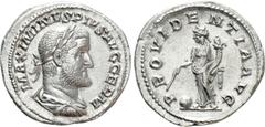 Roman Imperial Coins MAXIMINUS THRAX (235-238). Denarius. Rome. Obv: MAXIMINVS PIVS AVG GERM. Laureate, draped and cuirassed bust right. Rev: PROVIDENTIA AVG. Providentia standing left, holding cornuc