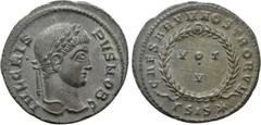 Roman Imperial Coins CRISPUS (Caesar, 316-326). Follis. Siscia. Obv: IVL CRISPVS NOB C. Laureate head right. Rev: CAESARVM NOSTRORVM / ΓSIS (star). VOT / V in two lines within wreath. RIC 161. Conditi