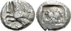 Greek Coins DYNASTS OF LYCIA. Uncertain dynast (Circa 520-470/60 BC). Stater. Obv: Pegasos flying left. Rev: Facing lion scalp within incuse square. Müseler III, 34. Rare Condition: Fine. Weight: 9.19