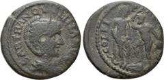 Roman Provincial Coins THRACE. Deultum. Tranquillina (Augusta, 241-244). Ae. Obv: SAB TRANQVILLINA AVG. Draped bust right, wearing stephane. Rev: COL FL PAC DEVLT. Perseus standing left, holding harpa