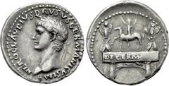 Roman Imperial Coins NERO CLAUDIUS DRUSUS (Died 9 BC). Denarius. Rome. Struck under Claudius (41-54). Obv: IMP NERO CLAVDIVS DRVSVS GERMANICVS. Laureate head left. Rev: DE GERMANIS. Arch of Drusus, su