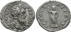 Roman Imperial Coins PERTINAX (193). Denarius. Rome. Obv: IMP CAES P HELV PERTIN AVG. Laureate head right. Rev: IANO CONSERVAT. Janus standing facing, holding sceptre in right hand. RIC 3. Condition: 
