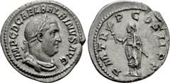Roman Imperial Coins BALBINUS (238). Denarius. Rome. Obv: IMP C D CAEL BALBINVS AVG. Laureate, draped and cuirassed bust right. Rev: P M TR P COS II P P. Emperor standing left, holding branch and para