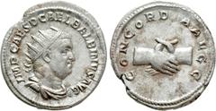 Roman Imperial Coins BALBINUS (238). Antoninianus. Rome. Obv: IMP CAES D CAE L BALBINVS AVG. Radiate, draped and cuirassed bust right. Rev: CONCORDIA AVGG. Clasped hands. RIC 10. Condition: Very fine.