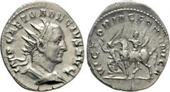 Roman Imperial Coins TRAJANUS DECIUS (249-251). Antoninianus. Rome. Obv: IMP CAE TRA DECIVS AVG. Radiate, draped and cuirassed bust right. Rev: VICTORIA GERMANICA. Decius on horseback riding left, rai