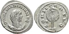 Roman Imperial Coins DIVA MARINIANA (Died before 253). Antoninianus. Rome. Obv: DIVAE MARINIANAE. Veiled and draped bust right, set on crescent. Rev: CONSECRATIO. Peacock standing facing, head right, 