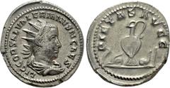 Roman Imperial Coins SALONINUS (Caesar, 258-260). Antoninianus. Rome. Obv: LIC COR SAL VALERIANVS N CAES. Radiate and draped bust right. Rev: PIETAS AVGG. Lituus, knife, patera, ewer, simpulum, and as