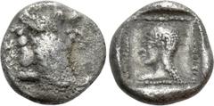 Greek Coins DYNASTS OF LYCIA. Uvug (Circa 470-440 BC). Tetrobol. Obv: Forepart of winged human-headed bull left. Rev: Head of Aphrodite left within dotted incuse square. Vismara II, 91. Condition: Ver