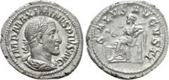 Roman Imperial Coins MAXIMINUS THRAX (235-238). Denarius. Rome. Obv: IMP MAXIMINVS PIVS AVG. Laureate, draped and cuirassed bust right. Rev: SALVS AVGVSTI. Salus seated left on throne, feeding serpent
