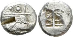 Greek Coins LYCIA. Phaselis. Stater (Circa 530-500 BC). Obv: Prow of galley right, terminating in forepart of boar. Rev: Rough incuse square. Heipp-Tamer series 3. Condition: Very fine. Weight: 10.99 
