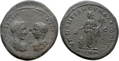Roman Provincial Coins MOESIA INFERIOR. Marcianopolis. Macrinus with Diadumenian (217-218). Ae Pentassarion. Pontianus, legatus consularis. Obv: AVT K M OΠΠEΛ CEVΗ MAKPINOC K M OΠΠEΛΙ ANTΩNINOC ΔIAΔOV
