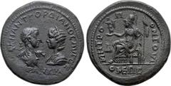 Roman Provincial Coins MOESIA INFERIOR. Tomis. Gordian III with Tranquillina (238-244). Ae Tetrassarion. Obv: AVT K M ANT ΓOPΔIANOC AVΓ CE / TPANKVΛΛΕINA. Draped busts of Gordian, laureate and cuirass