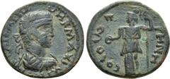 Roman Provincial Coins PISIDIA. Olbasa. Maximinus Thrax (235-238). Ae. Obv: INP CAIϹAI IVL VHR MAXIMINON. Laureate, draped and cuirassed bust right. Rev: COL OLBASHNH. Athena standing left, holding pa