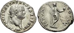 Roman Imperial Coins TITUS (79-81). Denarius. Rome. Obv: IMP TITVS CAES VESPASIAN AVG P M. Laureate head right. Rev: TR P VIIII IMP XIIII COS VII. Venus standing right, with back facing, holding scept