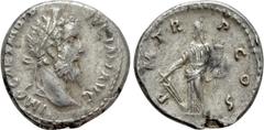 Roman Imperial Coins DIDIUS JULIANUS (193). Denarius. Rome. Obv: IMP CAES M DID IVLIAN AVG. Laureate head right. Rev: P M TR P COS. Fortuna standing left, holding rudder on globe and cornucopia. RIC 2