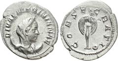 Roman Imperial Coins DIVA MARINIANA (Died before 253). Antoninianus. Rome. Obv: DIVAE MARINIANAE. Veiled and draped bust right, wearing stephane, set upon crescent. Rev: CONSECRATIO. Peacock standing 