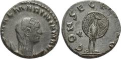 Roman Imperial Coins DIVA MARINIANA (Died before 253). Antoninianus. Rome. Obv: DIVAE MARINIANAE. Veiled and draped bust right, set on crescent. Rev: CONSECRATIO. Peacock standing facing, head right, 