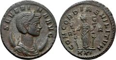 Roman Imperial Coins SEVERINA (Augusta, 270-275). Antoninianus. Rome. Obv: SEVERINA AVG. Diademed and draped bust right set on crescent. Rev: CONCORDIAE MILITVM / R - A / XXI. Concordia standing left,