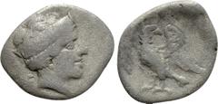 Greek Coins ELIS. Olympia. Hemidrachm (368 BC). 103rd Olympiad. Obv: F-A. Head of Hera right, wearing stephanos. Rev: Eagle, with spread wings, standing left, head right. BCD Olympia 116; HGC 5, 436. 