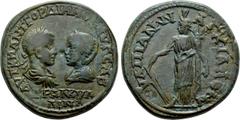 Roman Provincial Coins THRACE. Anchialus. Gordian III, with Tranquillina (238-244). Ae. Obv: AVT K M ANT ΓOPΔIANOC AVΓ CAB / TPANKVΛΛINA. Draped busts of Gordian, laureate and cuirassed, and Tranquill