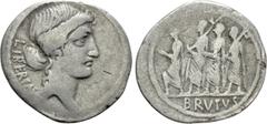 Roman Republican Coins Q. SERVILIUS CAEPIO (M. JUNIUS) BRUTUS. Denarius (54 BC). Rome. Obv: LIBERTAS. Head of Libertas right. Rev: BRVTVS. The consul L. Junius Brutus advancing left between two lictor