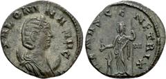 Roman Imperial Coins SALONINA (Augusta, 254-268). Antoninianus. Rome. Obv: SALONINA AVG. Diademed and draped bust right. Rev: VENVS GENETRIX / VI. Venus standing left, holding apple and sceptre; Cupid
