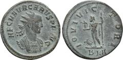 Roman Imperial Coins CARUS (282-283). Antoninianus. Rome. Obv: IMP C M AVR CARVS P F AVG. Radiate and cuirassed bust right. Rev: IOVI VICTORI / B KA. Jupiter standing left, holding Victory on globe an