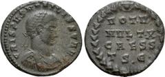 Roman Imperial Coins CRISPUS (Caesar, 316-326). Follis. Thessalonica. Obv: CRISPVS NOBILISS CAES. Laureate, draped and cuirassed bust right. Rev: VOT V MVLT X CAESS / TSЄ. Legend in four lines within 