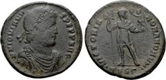 Roman Imperial Coins JOVIAN (363-364). Ae. Thessalonica. Obv: D N IOVIANVS P F P P AVG. Diademed, draped and cuirassed bust right. Rev: VICTORIA ROMANORVM / •TESΓ•. Jovian standing facing, head right,
