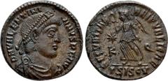 Roman Imperial Coins VALENTINIAN I (364-375). Ae. Siscia. Obv: D N VALENTINIANVS P F AVG. Diademed, draped and cuirassed bust right. Rev: SECVRITAS REI PVBLICAE / star / K - Q / ΓSISCV. Victory advanc