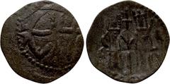 Medieval Coins BULGARIA. Second Empire. Ivan Aleksandar (1331-1371). Trachy. Turnovo. Obv: Ivan Alexander and Theodora standing facing, holding long staff with cross; each holds a sceptre. Rev: Two mo
