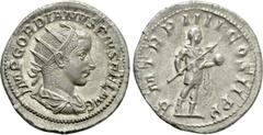 Roman Imperial Coins GORDIAN III (238-244). Antoninianus. Rome. Obv: IMP GORDIANVS PIVS FEL AVG. Radiate, draped and cuirassed bust right. Rev: P M TR P IIII COS II P P. Gordian advancing right in mil
