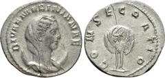 Roman Imperial Coins DIVA MARINIANA (Died before 253). Antoninianus. Rome. Struck under Valerian I. Obv: DIVAE MARINIANAE. Veiled and draped bust right, set upon crescent. Rev: CONSECRATIO. Peacock st