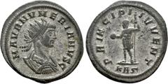 Roman Imperial Coins NUMERIAN (Caesar, 282-283). Antoninianus. Rome. Obv: M AVR NVMERIANVS C. Radiate, draped and cuirassed bust right. Rev: PRINCIPI IVVENT / KAς. Numerian standing left, holding glob