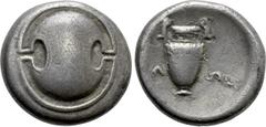 Greek Coins BOEOTIA. Thebes. Stater (Circa 368-364 BC). Klion-, magistrate. Obv: Boeotian shield. Rev: KΛ - IΩN. Amphora within incuse circle. BCD Boiotia 533; HGC 4, 1332. Condition: Near very fine. 