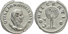 Roman Imperial Coins DIVA MARINIANA (Died before 253). Antoninianus. Rome. Obv: DIVAE MARINIANAE. Veiled and draped bust right, set on crescent. Rev: CONSECRATIO. Peacock standing facing, head right, 