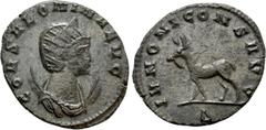 Roman Imperial Coins SALONINA (Augusta, 254-268). Antoninianus. Rome. Obv: COR SALONINA AVG. Diademed and draped bust right, set on crescent. Rev: IVNONI CONS AVG / Δ. Goat standing left. MIR 725cc. C