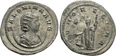 Roman Imperial Coins SALONINA (Augusta, 254-268). Antoninianus. Antioch. Obv: SALONINA AVG. Draped bust right, wearing stephane and set upon crescent. Rev: IVNO REGINA. Juno standing left, holding pat