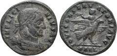 Roman Imperial Coins LICINIUS I (308-324). Follis. Arelate. Obv: IMP LICINIVS AVG. Laureate and cuirassed bust right. Rev: IOVI CONSERVATORI AVG / SARL. Licinius, with head left and holding sceptre an