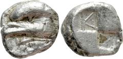 Greek Coins PAPHLAGONIA. Sinope. Drachm (Circa 425-410 BC). Obv: Head of sea-eagle left; below, dolphin left. Rev: Quadripartite incuse square with two opposing quarters filled, K within one unfilled 