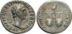 Roman Provincial Coins LYCIA. Trajan (98-117). Drachm. Obv: AYT KAIC NЄP TPAIANOC CЄB ΓЄPM. Laureate head right. Rev: ΔHM ЄΞ YΠAT B. Two lyres; above, owl standing right, head facing. RPC III 2676; SN