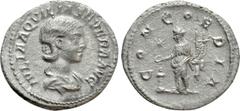 Roman Imperial Coins AQUILIA SEVERA (Augusta, 220-221 & 221-222). Denarius. Rome. Obv: IVLIA AQVILIA SEVERA AVG. Draped bust right. Rev: CONCORDIA. Concordia standing left, holding double cornucopia a