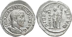 Roman Imperial Coins MAXIMINUS THRAX (235-238). Denarius. Rome. Obv: IMP MAXIMINVS PIVS AVG. Laureate, draped and cuirassed bust right. Rev: FIDES MILITVM. Fides standing left, holding signum in each 