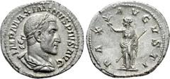 Roman Imperial Coins MAXIMINUS THRAX (235-238). Denarius. Rome. Obv: IMP MAXIMINVS PIVS AVG. Laureate, draped and cuirassed bust right. Rev: PAX AVGVSTI. Pax standing left, holding branch and sceptre.