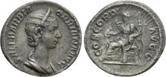 Roman Imperial Coins ORBIANA (Augusta, 225-227). Denarius. Rome. Obv: SALL BARBIA ORBIANA AVG. Draped bust right, wearing stephane. Rev: CONCORDIA AVGG. Concordia seated left on throne, holding patera