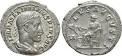 Roman Imperial Coins MAXIMINUS THRAX (235-238). Denarius. Rome. Obv: MAXIMINUS THRAX (235-238). Denarius. Rome. Laureate, draped and cuirassed bust right. Rev: SALVS AVGVSTI. Salus seated left on thro