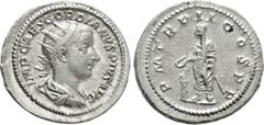 Roman Imperial Coins GORDIAN III (238-244). Antoninianus. Rome. Obv: IMP CAES GORDIANVS PIVS AVG. Radiate, draped and cuirassed bust right. Rev: P M TR P II COS P P. Gordian standing left, holding sce