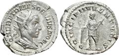 Roman Imperial Coins HERENNIUS ETRUSCUS (Caesar, 249-251). Antoninianus. Rome. Obv: Q HER ETR MES DECIVS NOB C. Radiate and draped bust right. Rev: PRINCIPI IVVENTVTIS. Herennius Etruscus standing lef