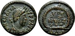 Roman Imperial Coins GRATIAN (367-383). Ae. Heraclea. Obv: D N GRATIANVS P F AVG. Diademed, draped and cuirassed bust right. Rev: VOT XX MVLT XXX / SMHΔ. Legend in four lines within wreath. RIC 20a.2.
